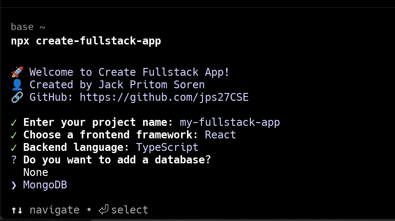 Devstacker (NPM CLI) - Project showcase by Jack Pritom Soren, Full Stack Software Engineer